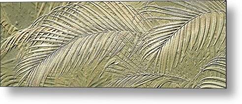 Etched Gold Palms Panorama  1 - Metal Print