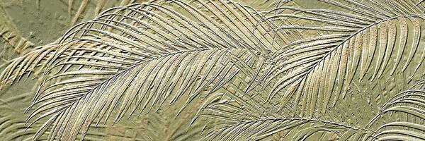 Etched Gold Palms Panorama  1 - Art Print