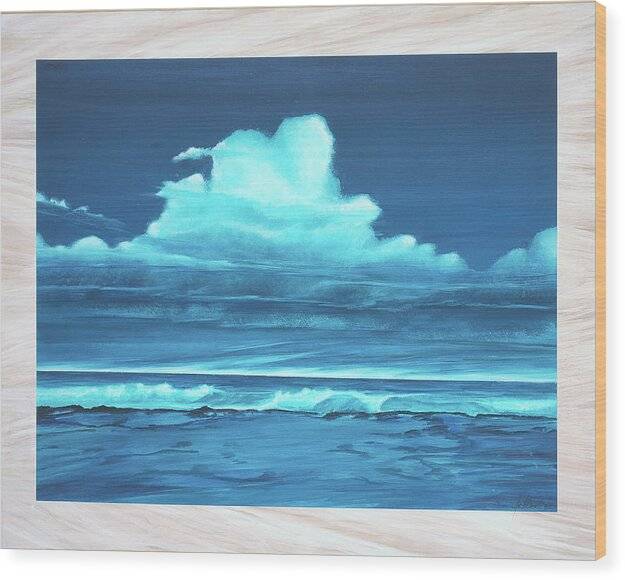 a painting of a cloudy sky over the ocean