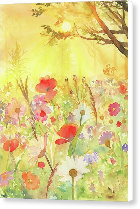 Sunlit Wildflowers 1 - Canvas Print Canvas Print 1ArtCollection