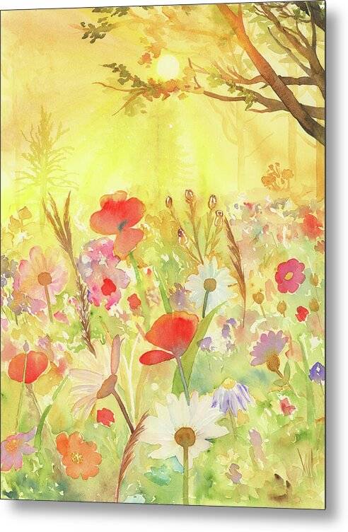 Sunlit Wildflowers 1 - Metal Print Metal Print 1ArtCollection