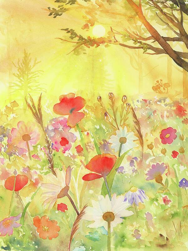 Sunlit Wildflowers 1 - Art Print Art Print 1ArtCollection