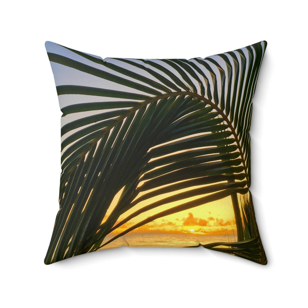 Palm Arc Sunset - Spun Polyester Square Pillow Home Decor 1ArtCollection