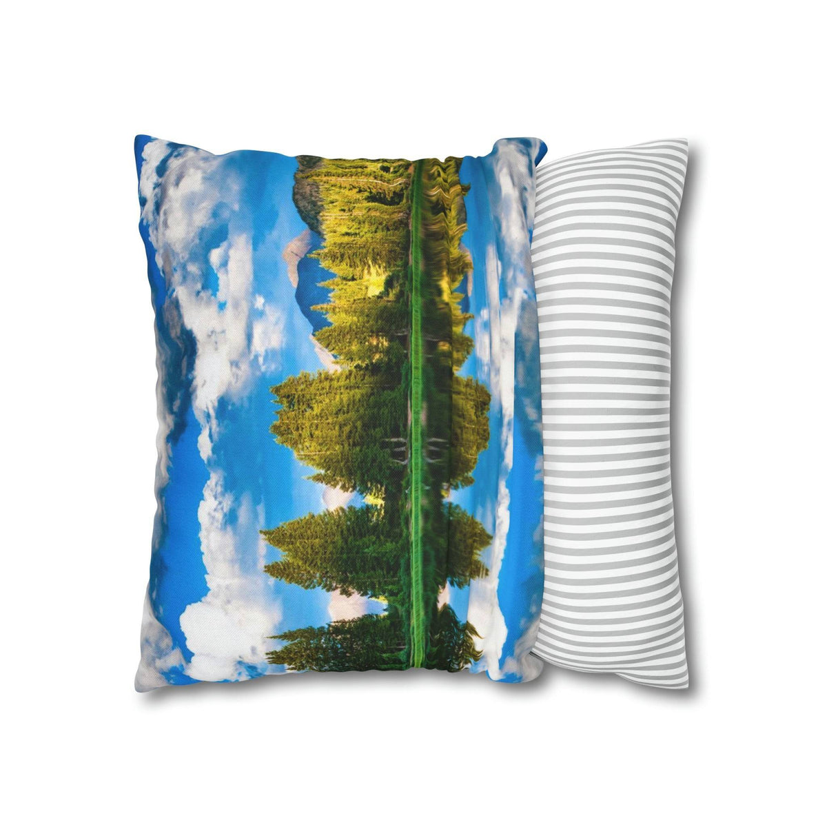 'Mountain Lake Reflections' - Spun Polyester Square Pillow Case Home Decor 1ArtCollection