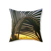 Palm Arc Sunset - Spun Polyester Square Pillow Home Decor 1ArtCollection