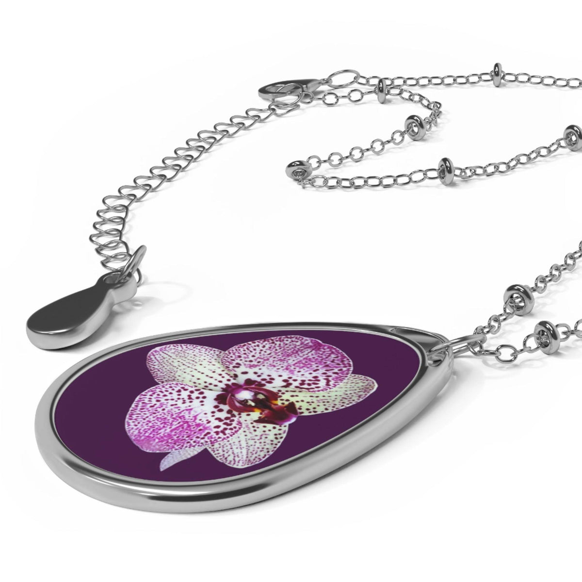 Spotted Orchid - Oval Necklace Accessories 1ArtCollection