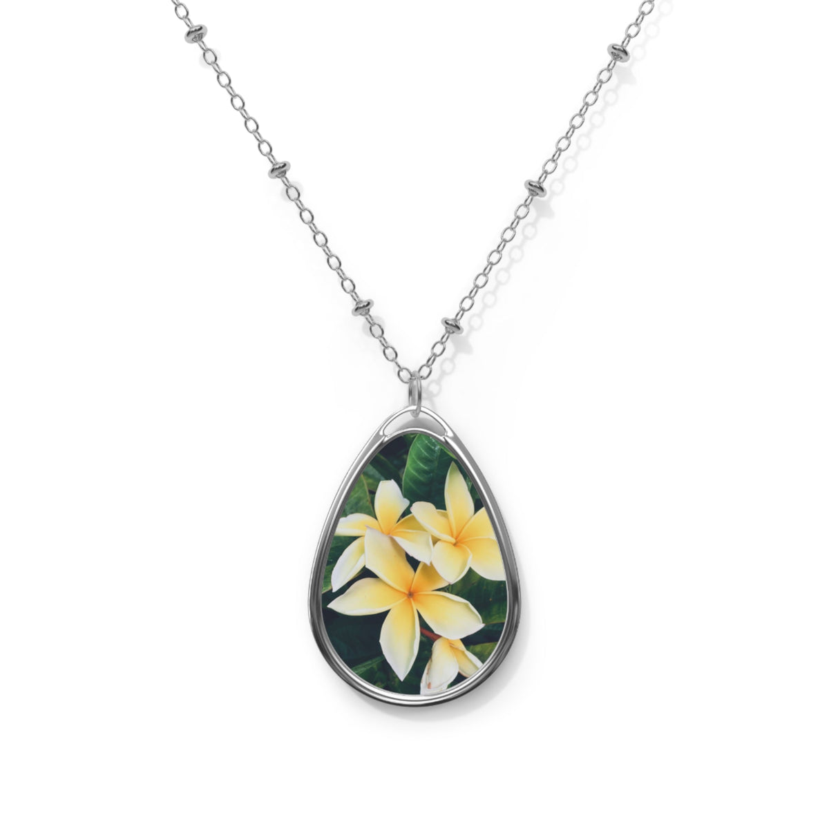 Plumerias - Oval Necklace Accessories 1ArtCollection