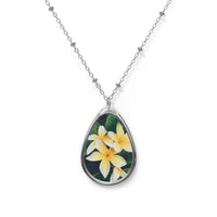 Plumerias - Oval Necklace Accessories 1ArtCollection