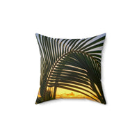 Palm Arc Sunset - Spun Polyester Square Pillow Home Decor 1ArtCollection