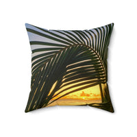 Palm Arc Sunset - Spun Polyester Square Pillow Home Decor 1ArtCollection