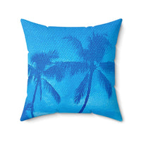 Blue Palms - Spun Polyester Square Pillow Home Decor 1ArtCollection