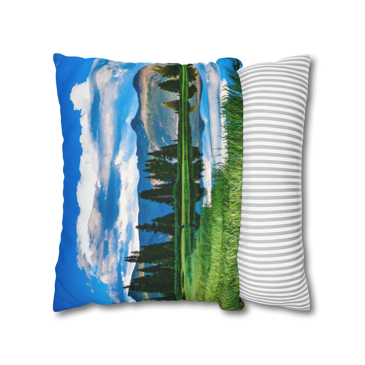 'Mountain Lake Reflections' - Spun Polyester Square Pillow Case Home Decor 1ArtCollection