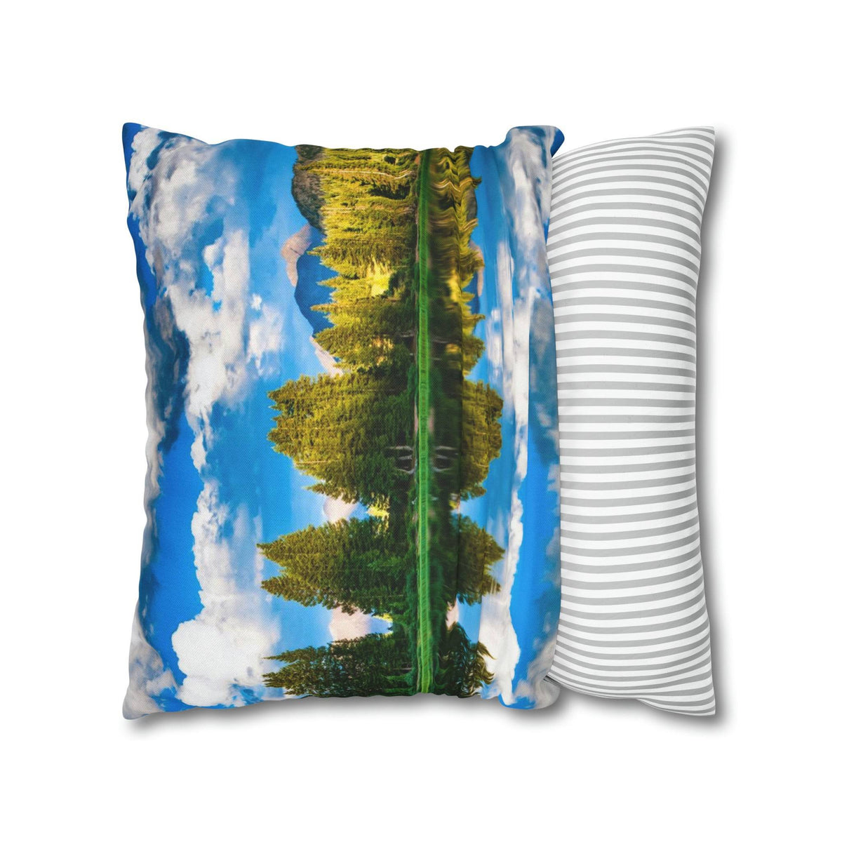 'Mountain Lake Reflections' - Spun Polyester Square Pillow Case Home Decor 1ArtCollection