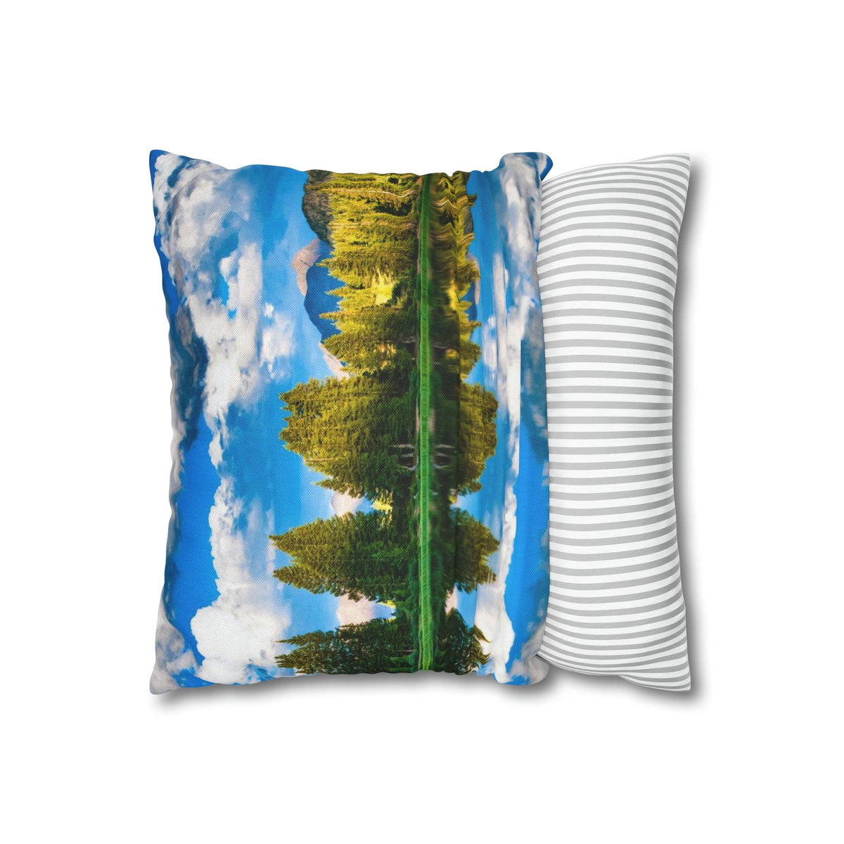 'Mountain Lake Reflections' - Spun Polyester Square Pillow Case Home Decor 1ArtCollection