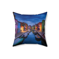 Burano Twilight - Spun Polyester Square Pillow Home Decor 1ArtCollection