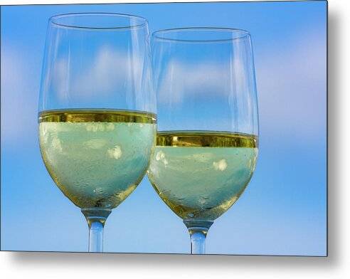 Glasses of white wine 1 - Metal Print