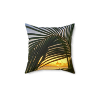 Palm Arc Sunset - Spun Polyester Square Pillow Home Decor 1ArtCollection