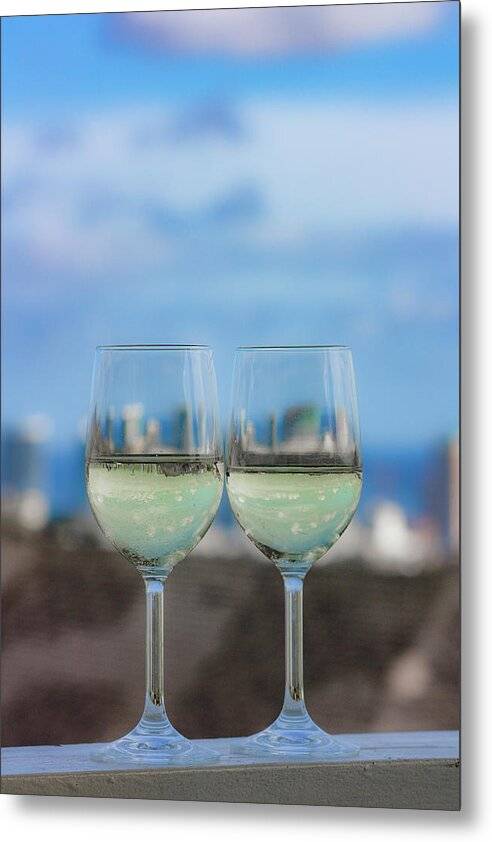 Glasses of white wine 3 - Metal Print