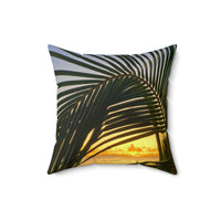 Palm Arc Sunset - Spun Polyester Square Pillow Home Decor 1ArtCollection