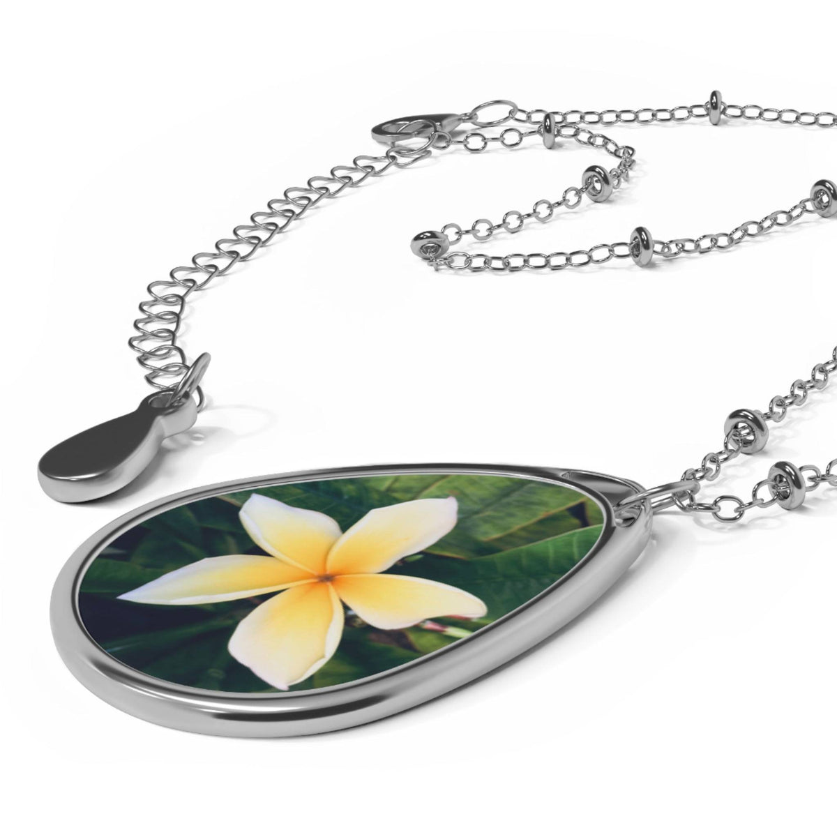 Plumeria - Oval Necklace Accessories 1ArtCollection