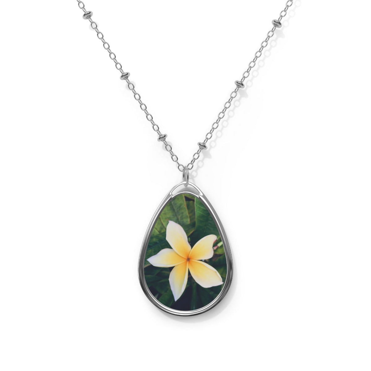 Plumeria - Oval Necklace Accessories 1ArtCollection