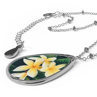 Plumerias - Oval Necklace Accessories 1ArtCollection