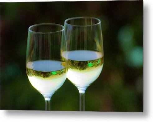 Glasses of white wine 6 - Metal Print Metal Print 1ArtCollection