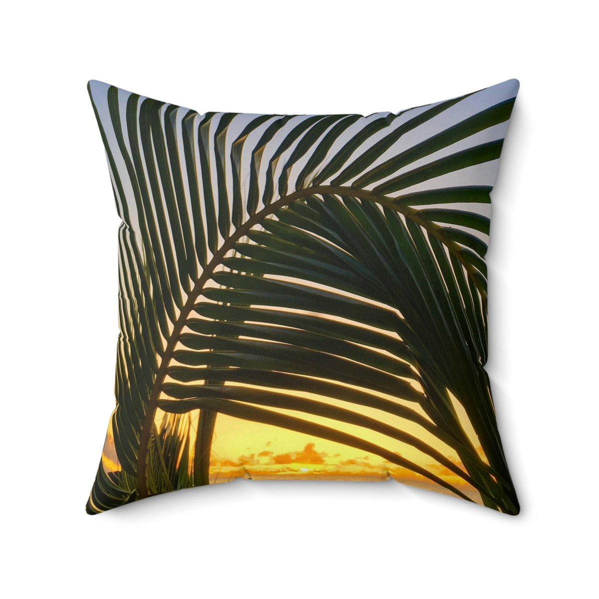 Palm Arc Sunset - Spun Polyester Square Pillow Home Decor 1ArtCollection