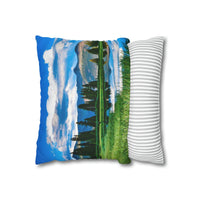 'Mountain Lake Reflections' - Spun Polyester Square Pillow Case Home Decor 1ArtCollection