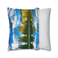 'Mountain Lake Reflections' - Spun Polyester Square Pillow Case Home Decor 1ArtCollection