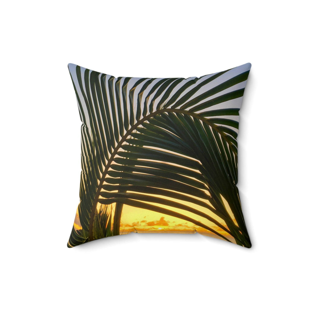 Palm Arc Sunset - Spun Polyester Square Pillow Home Decor 1ArtCollection