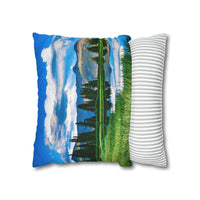 'Mountain Lake Reflections' - Spun Polyester Square Pillow Case Home Decor 1ArtCollection