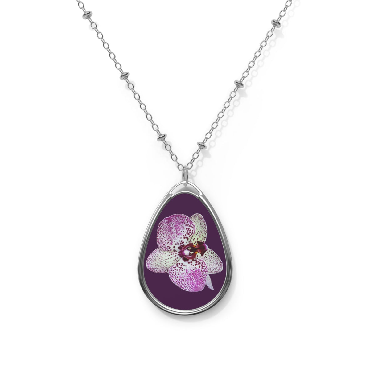 Spotted Orchid - Oval Necklace Accessories 1ArtCollection