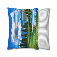 'Mountain Lake Reflections' - Spun Polyester Square Pillow Case Home Decor 1ArtCollection