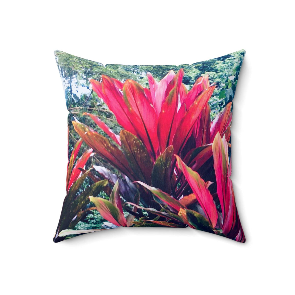 Haiku Ti Leaves Design - Spun Polyester Square Pillow Home Decor 1ArtCollection