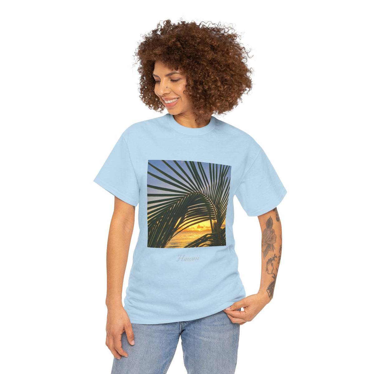 Sunset Palm Arc - Unisex Heavy Cotton Tee