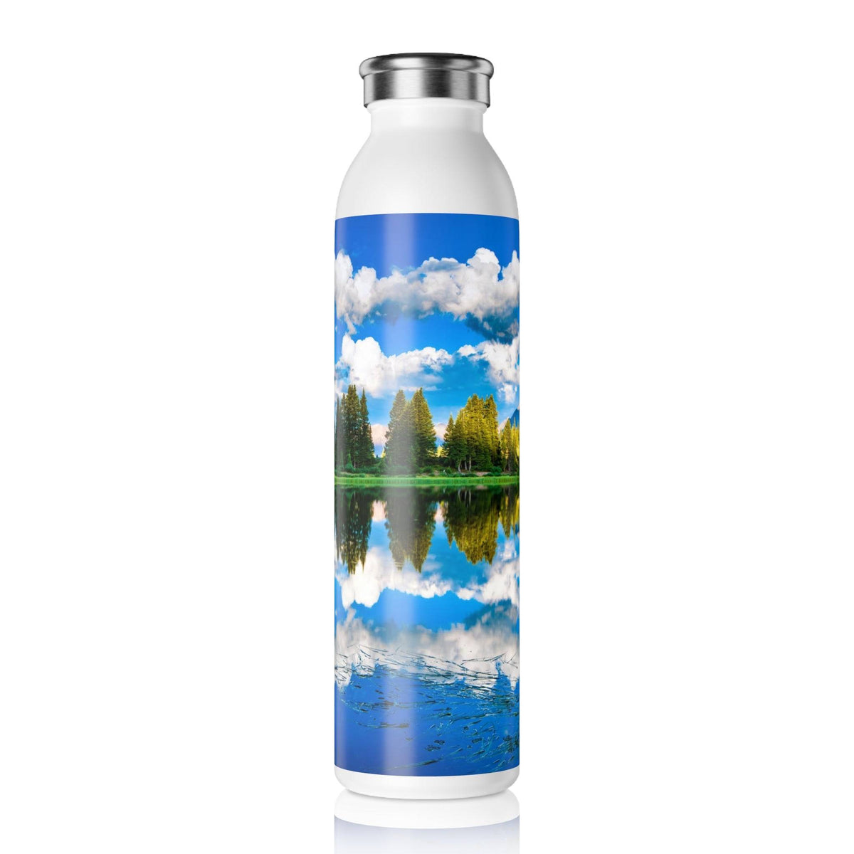 'Mountain Lake' - Slim Water Bottle Mug 1ArtCollection