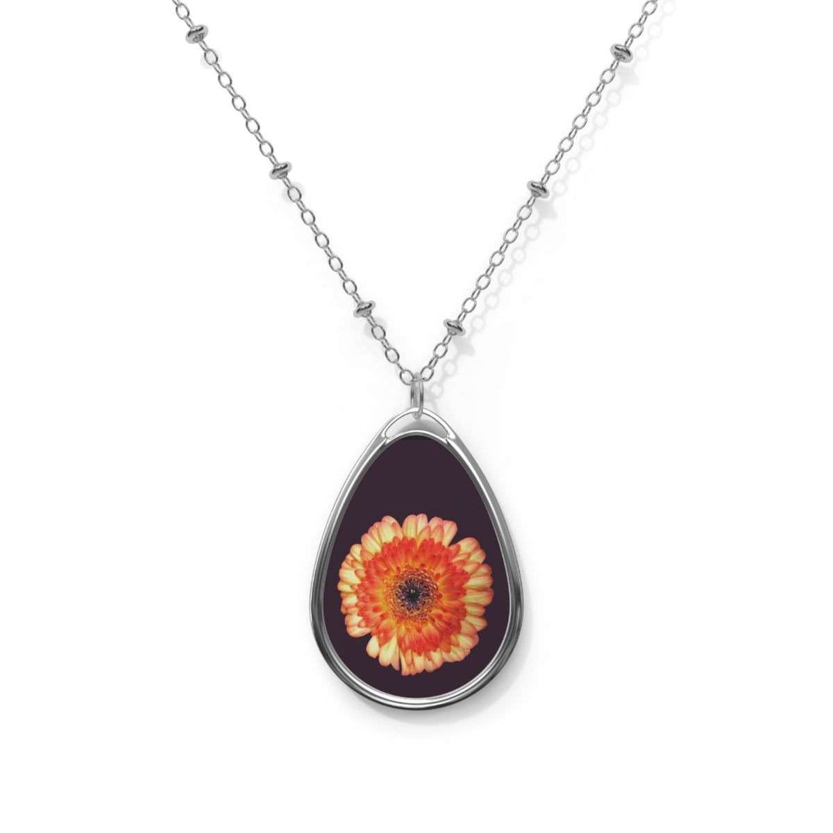 Orange Zinnia - Oval Necklace Accessories 1ArtCollection