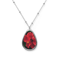 Red Hibiscus - Oval Necklace Accessories 1ArtCollection