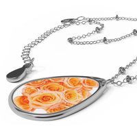 Orange Rose Bouquet - Oval Necklace Accessories 1ArtCollection