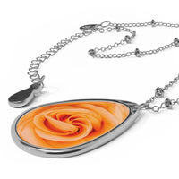 Orange Rose Heart - Oval Necklace Accessories 1ArtCollection