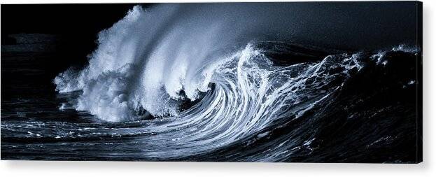 Angry Sea Panorama - BW - Acrylic Print