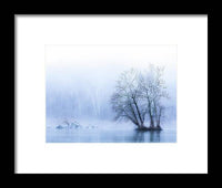 Blue Winter Fog on the River - Framed Print