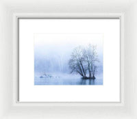 Blue Winter Fog on the River - Framed Print