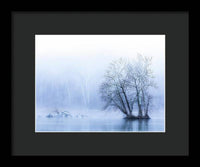 Blue Winter Fog on the River - Framed Print