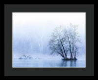 Blue Winter Fog on the River - Framed Print