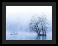 Blue Winter Fog on the River - Framed Print