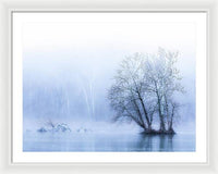 Blue Winter Fog on the River - Framed Print