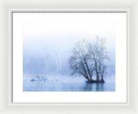 Blue Winter Fog on the River - Framed Print