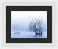 Blue Winter Fog on the River - Framed Print